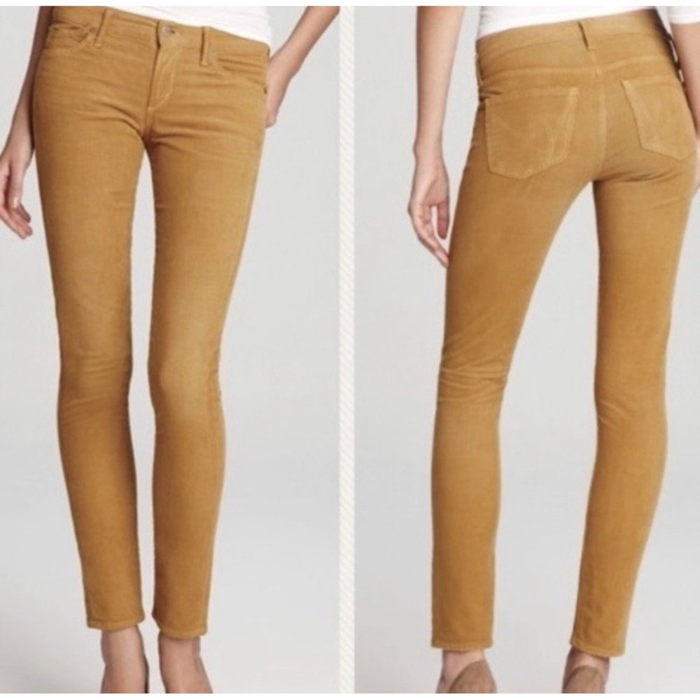 Citizens of‎ Humanity Avedon Low Rise Skinny Velour Pants Mustard 1300B-240